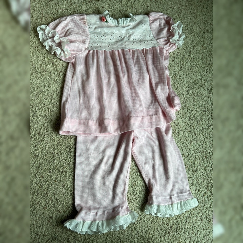 Laura Dare vintage smocked ruffle‎ girls pant set